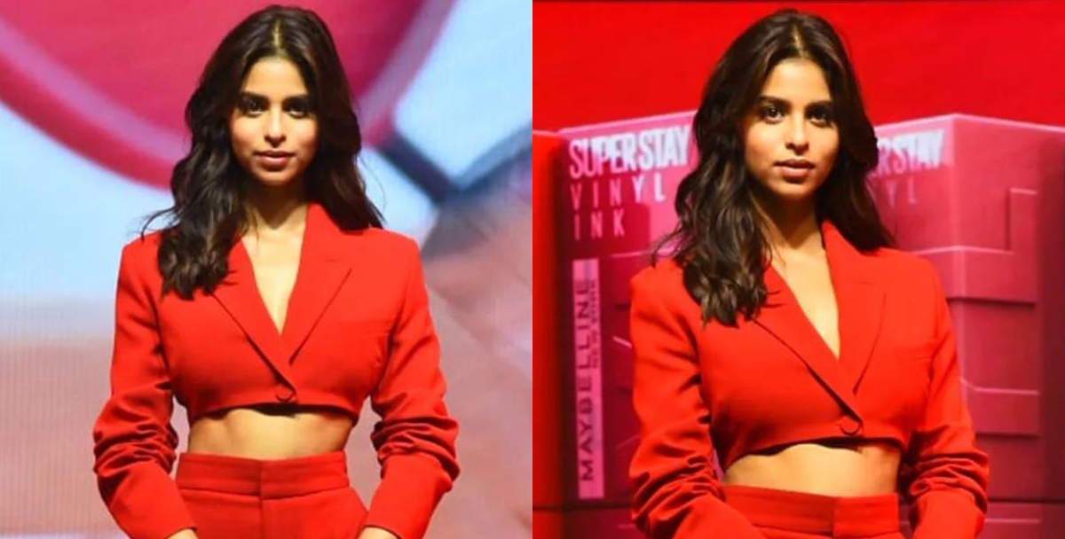 Suhana Khan looks ravishing in a red co-ord set as she attends an event in Mumbai